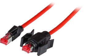 Patch cable, RJ45 plug, straight to RJ45 plug, straight, Cat 6A, S/FTP, PUR, 1 m, red, K8670.1