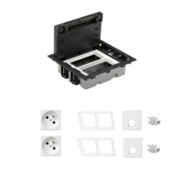 KONTAKT SIMON FLOOR BOX puszka podłogowa 2x gniazdo pojedyncze z/u + 2x gniazdo RJ45 kat. 6 nieekranowane do podłóg technicznych