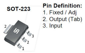 TS1117BCW25 LDO fixed voltage regulator, 2.5 V, 1 A, SOT-223