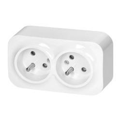 Zestaw natynkowy: Gniazdo 230V z uziemieniem 2x - białe natynkowe - seria TODO