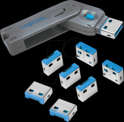 AU0045 USB-A port blocker (1x key and 8x locks)