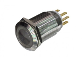 GQF222ERS6 przełącznik wandaloodporny podświetlany - czerwony RING; OFF-ON; 3A; 250V