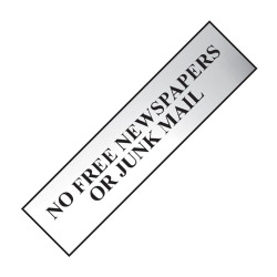 Scan 6023C No Free Newspapers Or Junk Mail - Polished Chrome Effect 200 x 50mm