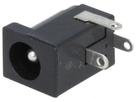 Gniazdo zasilające montażowe plastikowe DC 2,5/5,5