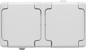 BRYZA Gniazdo hermetyczne podwójne z/u IP54 z klapką białą białe 180437