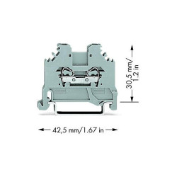 WAGO 279-101 2 Conductor Through Terminal Block Grey AWG28-16