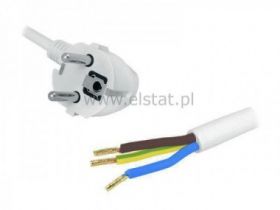 Kabel sieciowy jednostr. 3m ( 3x1.5mm) biały kąt.