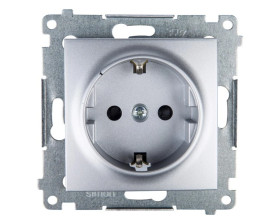 Simon 54 Gniazdo pojedyncze SHUKO 16A IP20 z przesłoną torów srebrny mat DGSz1Z.01/43