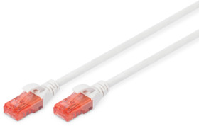 Patch cable, RJ45 plug, straight to RJ45 plug, straight, Cat 6, U/UTP, LSZH, 1 m, white, DK-1617-010/WH