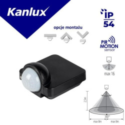Czujnik ruchu PIR SENSQUARE-B 1200VA max 8m 360st. IP54 IIkl. szybkozłączka ścienny czarny 37369