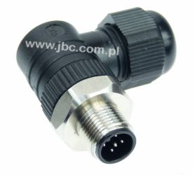 RSCWN 5/9, M12, 5 styków, złącze męskie (wtyk) kątowe, dławik SW19 (4-8mm), nakrętka ze stali szlachetnej, SW19, LUMBERG, 47756,