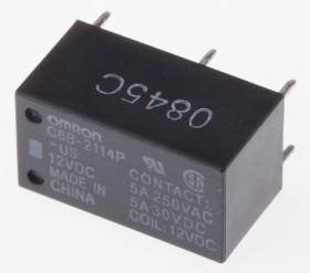 Przekaźnik mocy 12V dc SPST-NC, SPST-NO Omron, montaż PCB 480Ω Otwór przezierny