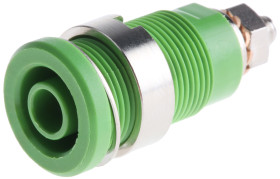 Gniazdo bananowe Żeński Śruba typ Gniazdo bananowe Zielony 32A Schutzinger rozmiar 4 mm