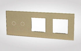 TouchMe Duży panel szklany, 1 x łącznik podwójny, 2 x ramka, złoty TM702728728G