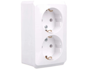 Prima Gniazdo podwójne z/u SCHUKO białe prima WDE001048
