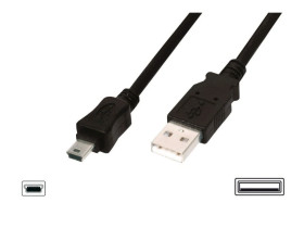 Kabel połączeniowy miniUSB 2.0 /Canon/ Typ USB A/miniUSB B(5pinów), M/M czarny 3m AK-300130-030-S