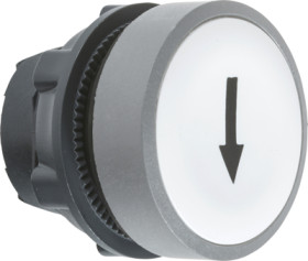 Pushbutton, labeled arrow, unlit, groping, waistband round, white, front ring light gray, mounting Ø 22 mm, ZB5AA334C0