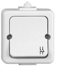JANTAR Łącznik dwubiegunowy n/t IP44 biały /przykręcany klawisz/ WNT-9J
