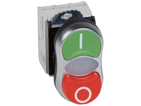 OSMOZ Komplet z podświetleniem - główka podwójna zielona - płaska, czerwona - wypukła 230 v + uchwyt + 1r+1z 023767 LEGRAND