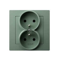 Gniazdo podwójne z/u kompletne z ramką GP-2GZ/84 zielony mat AS Ospel
