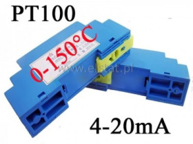 Przetwornik temperatury PT100; 150° C; 4-20mA; DIN