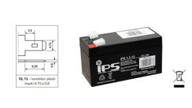 Ips 1.3-12 Akumulator Vrla Agm 12V 1,3Ah, 6-9Lat, Do Ups, P.Poż