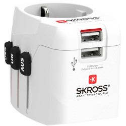 Skross 1302470 Pro Light USB Adapter for 200&#x2B; countries 1575W Dual USB