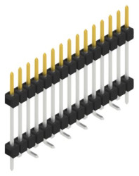 Pin header, 15 pole, pitch 2.54 mm, angled, black, 10051918