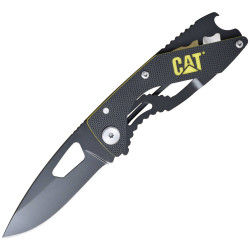 CAT 980267 Folding Knife 6.7cm Blade Black Aluminium Grip Belt Clip