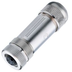 RKCS 8/9 M12, 8 styków, złącze żeńskie (gniazdo) proste, dławik (4-9mm), metalowe, ekranowane, LUMBERG, 59923, RKCS89, ZM12F8