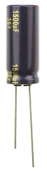 Kondensator 1500μF 35V dc Radialny, Otwór przelotowy Panasonic roztaw: 5mm 12.5 (Dia.) x 30mm