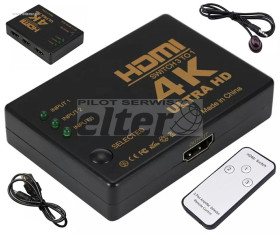 Switch HDMI 3 Wej. - 1 Wyj. + Pilot