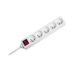 PRZEDŁUŻACZ SIECIOWY 5-GNIAZD Z PRZEŁACZNIKIEM DŁ. 1,5m BIAŁY