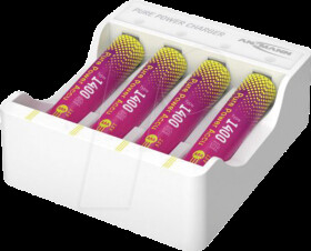 1001-0182 USB charger, Pure Power, Li-Ion, incl. 4x AAA (Micro) 1400 mAh