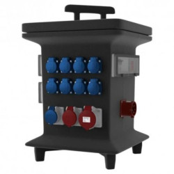 Rozdzielnica budowlana KIB-S/FI 2x32A 2x16A 2xCamp 16x230V odbiornikowe 32A 3 fazowy woltomierz Schuko 0885