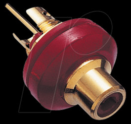 RCA connector, installation, w. ABS ins., gold-plated, red