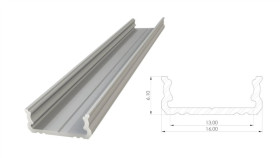 Profil Alu Nawierzchniowy 6,1Mm, Anodowany Srebrny, Dł. 1000Mm, Max. Szer....