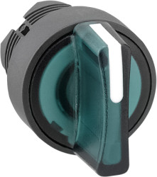 Toggle switch, illuminable, latching, waistband round, green, front ring black, 3 x 45°, mounting Ø 22 mm, ZB5AK1333