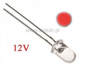 LED 5 mm czerwona przezro.12V