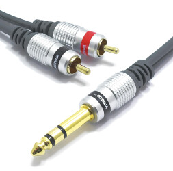 Kabel Jack 6,3 Stereo 2x Wtyk RCA Cinch Vitalco 10m MK82