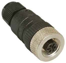 RKC 3U/7, 1/2'', 3 styki, kodowanie typu C (U), złącze żeńskie (gniazdo) proste, dławik SW19 (4-8mm), nakrętka metalowa, czarne,