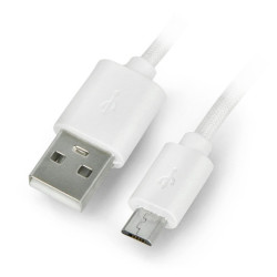 Przewód microUSB B - A w białym oplocie Esperanza EB181W - 2m