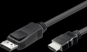 Adapter cable, 1 m, black, DisplayPort 1.2 plug, straight to HDMI 1.4b plug, straight, ICOC-DSP-H12-010