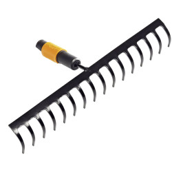 Fiskars 1000654 QuikFit Rake 40cm 16 Tines Carbon Steel Safety-Certified