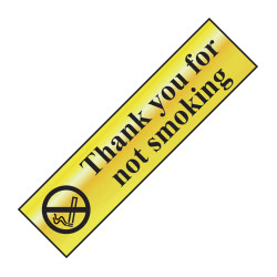 Scan 6001 Thank You For Not Smoking - Polished Brass Effect 200 x 50mm