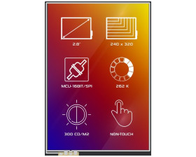 Wyświetlacz LCD TFT 2.8cal Transmisywny TFT 240 x 320pikseli LED Backlight SPI I/F Nie 4D Systems Brak