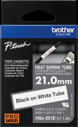 HSE-251E Heat-shrink tubing, 3:1, 21 mm x 1.5 m, white/black