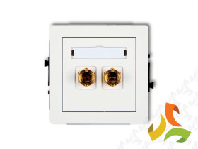 DECO Gniazdo głośnikowe pojedyncze (typu banan - czerwony i czarny pozłacany 4 mm2 do lutowania) biały mat 25DGG-3 KARLIK