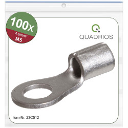 Quadrios 23C512 Ring Terminal 6mm² Hole 5.3mm Non-Insulated 100pcs