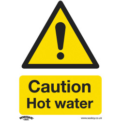 Worksafe SS38P1 Warning Safety Sign - Caution Hot Water - Rigid Plastic